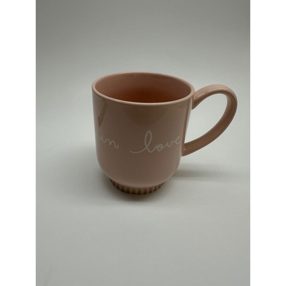 Opalhouse Target In Love Pink Porcelain Coffee Mug Scalloped Foot Script